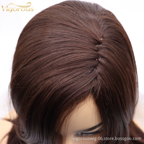 Cheap high quality long regular wave blown wholesale heat resistant for black women synthetic wig none lace